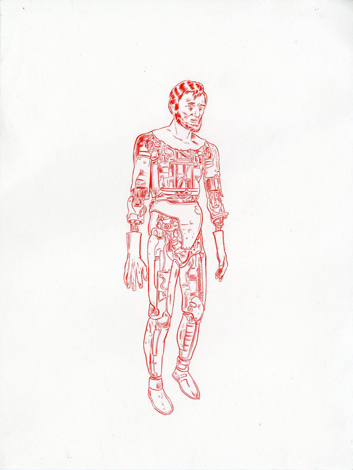 We Can Build You (It's a Small World After All) , ink on paper, 13" x 10" framed, $600