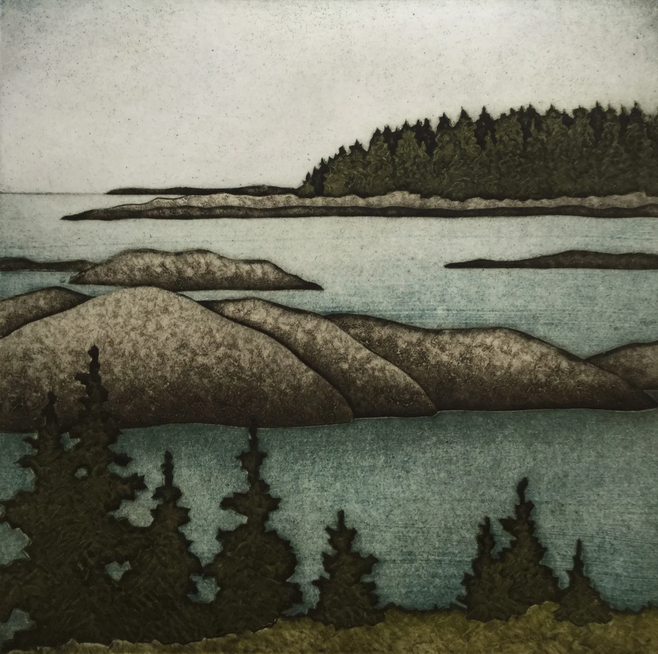 August Afternoon (25/30) , collagraph on paper, 21 1/4" x 20 1/4" framed, sold out