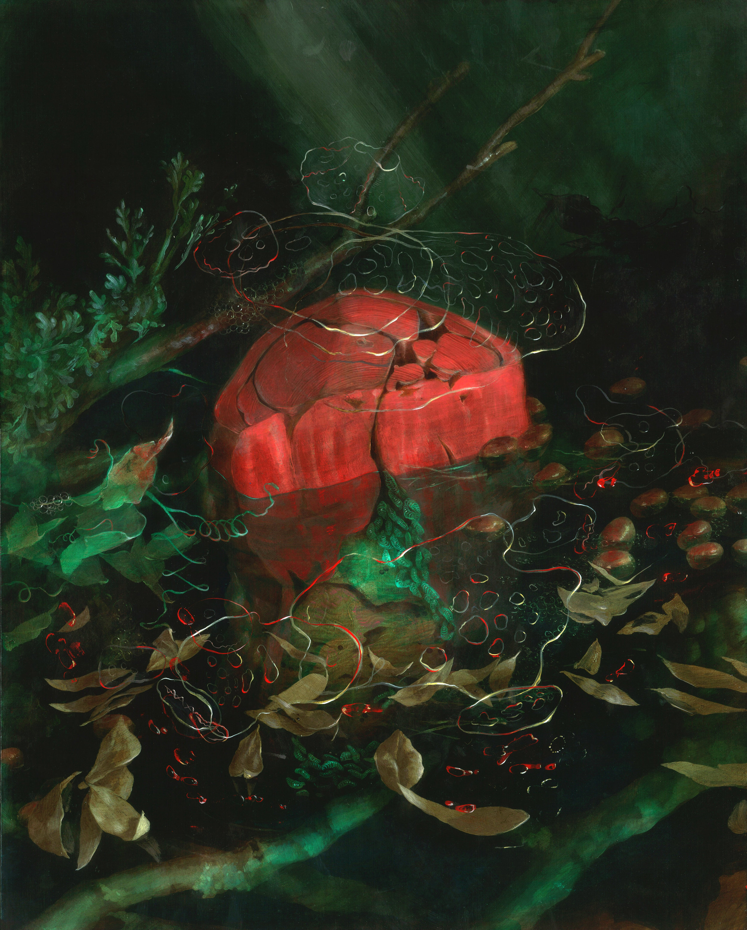 Nicole Duennebier , Cadmium Swamp Floss , acrylic on panel