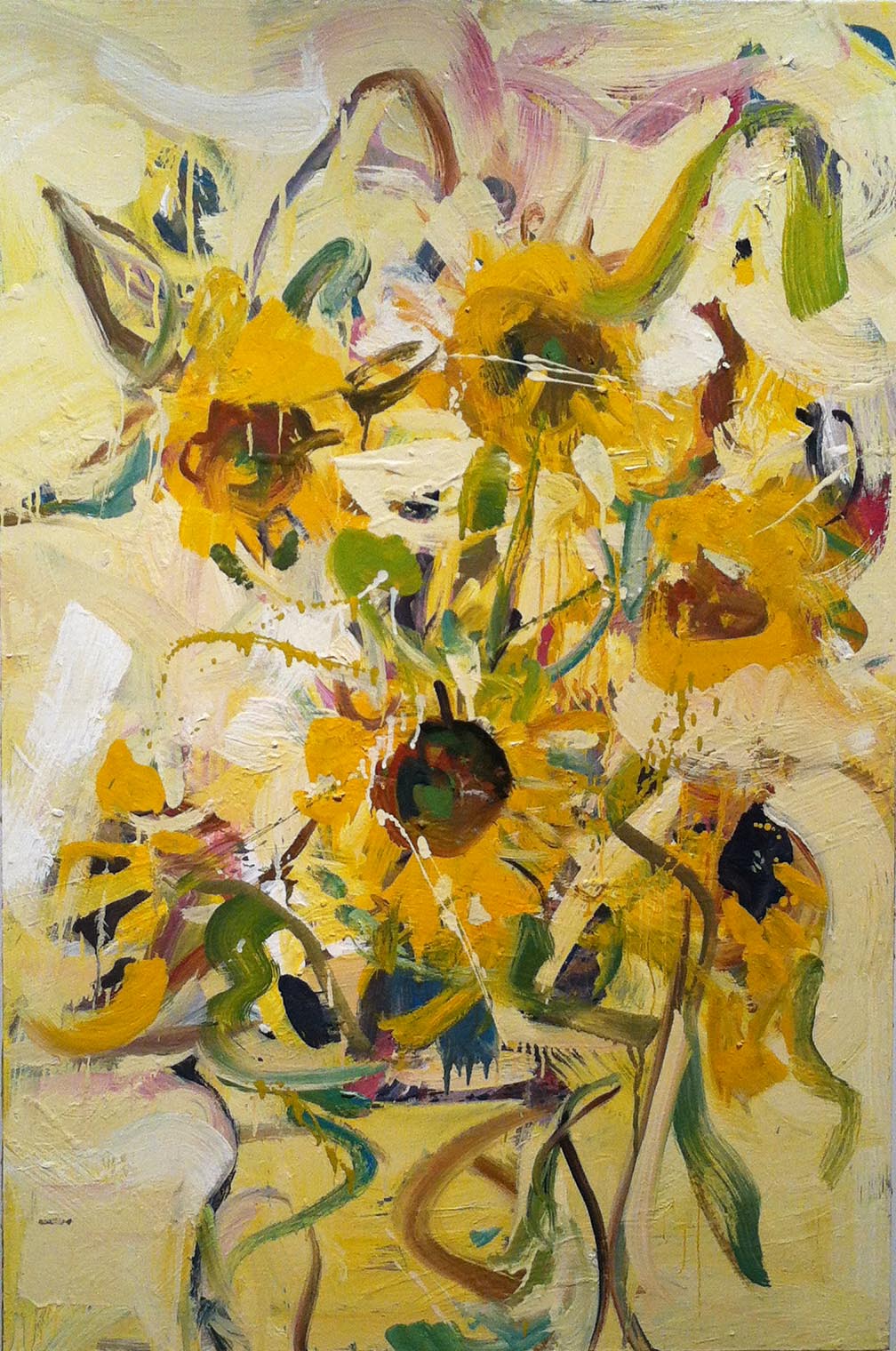John Imber, Sunflowers II , 2012, oil on panel. Image courtesy of Alpha Gallery .