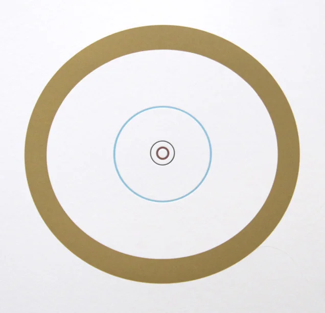 Nested Planets (4/27) , letterpress on paper, 15" x 15" framed, $275