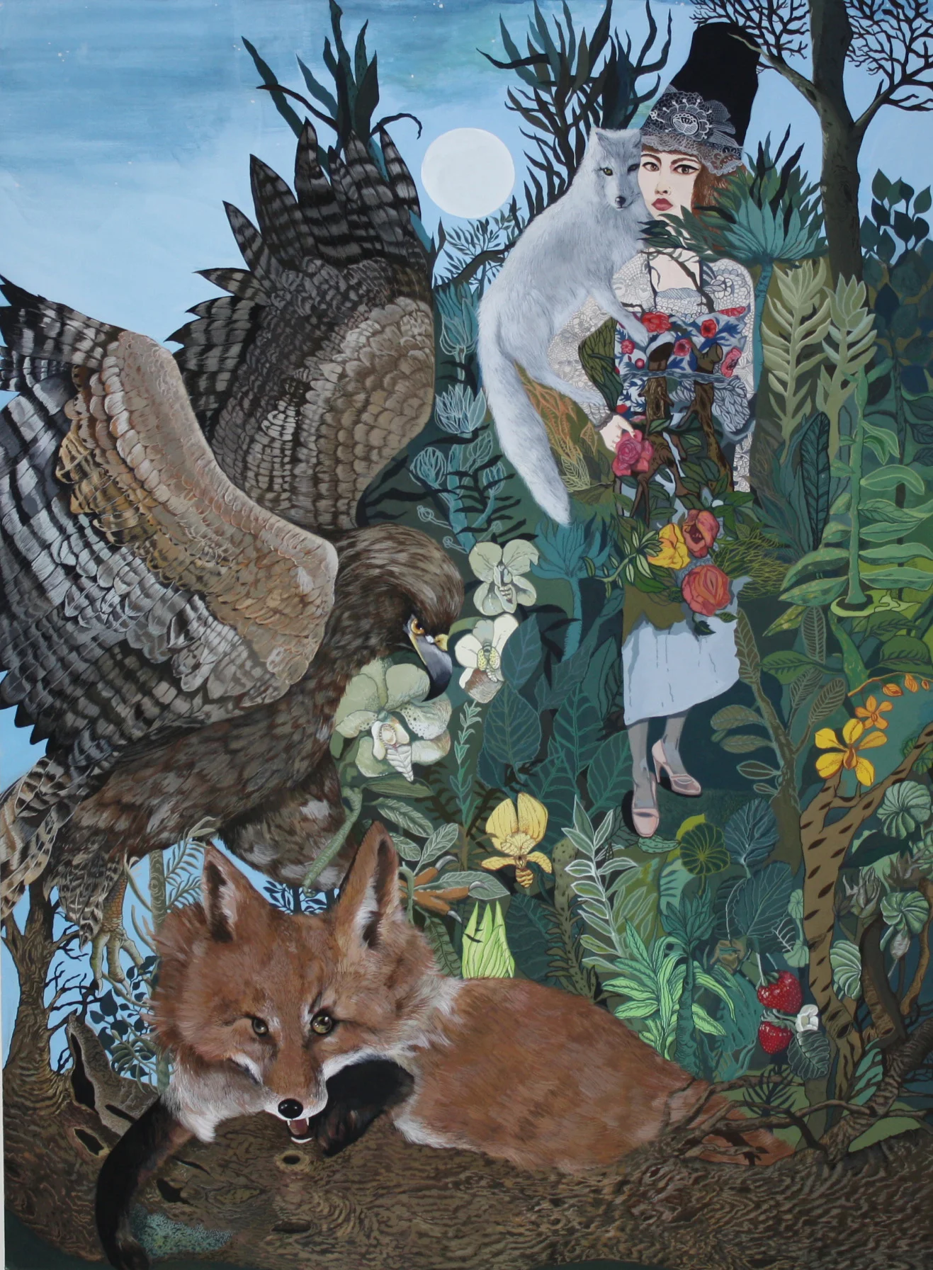 Untitled (Forest Friends) , gouache on paper (framed), 32" x 24 1/4", sold