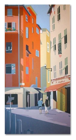 In Nice: Street Scene (18/55) , serigraph on paper, 30" x 18", $450