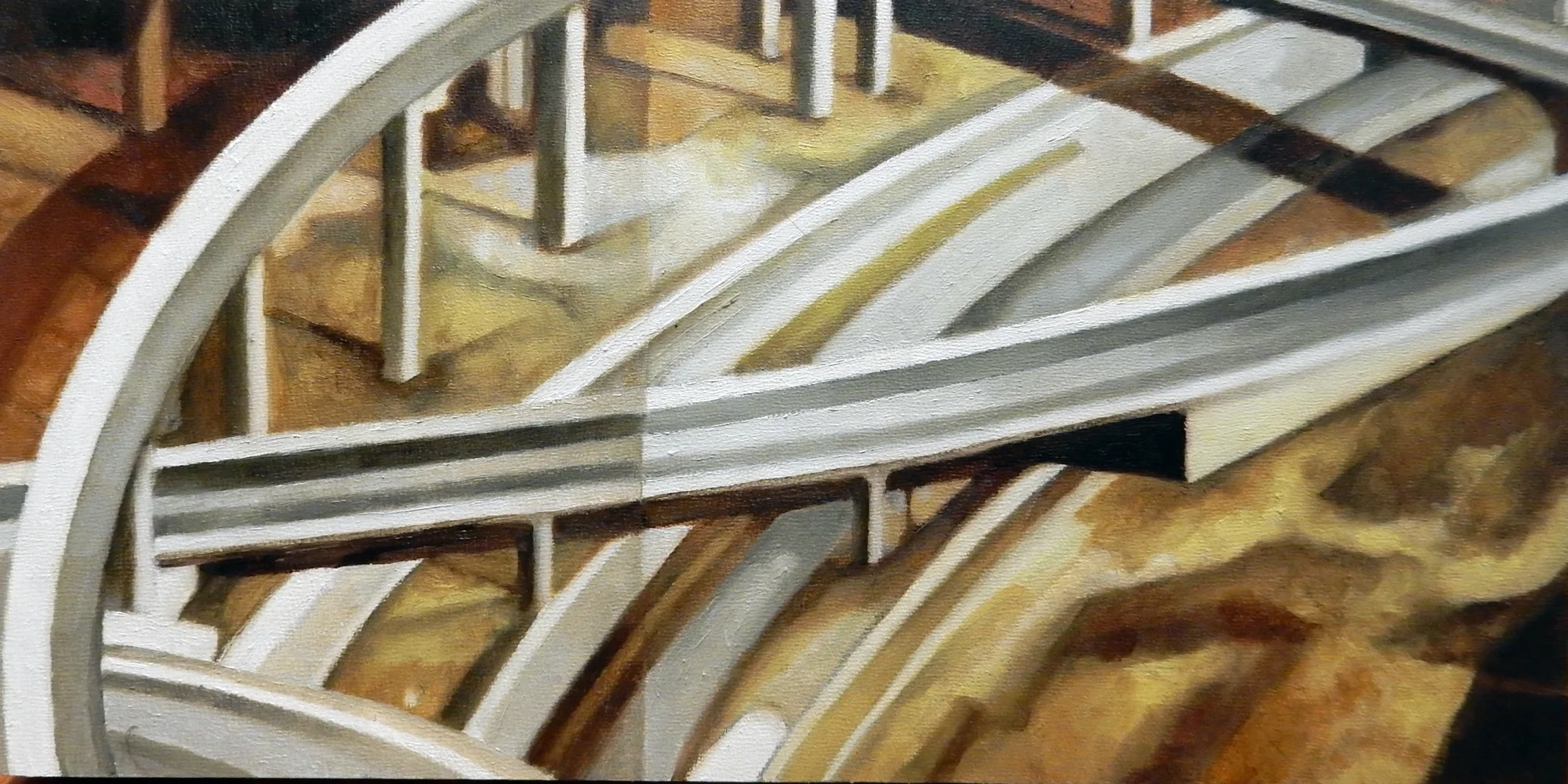 Texas Overpass 1 , oil on panel, 9" x 15" framed, $650