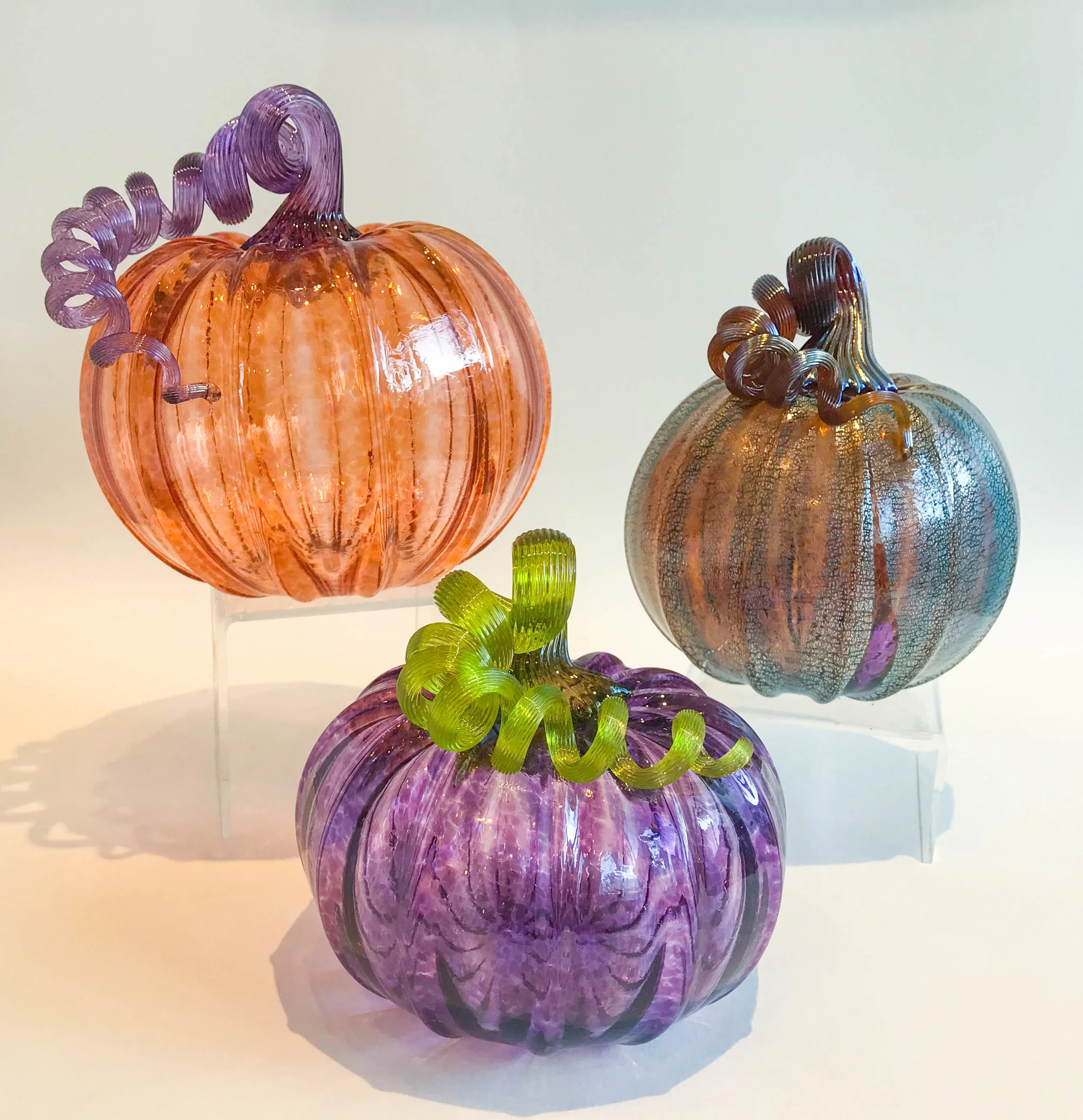 Glass Pumpkins , hand blown glass, assorted sizes and colors, $45 - $65