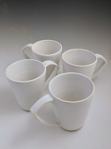 Large white mugs, hand-thrown stoneware, $42 each
