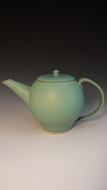 Green teapot, hand-thrown stoneware, $125