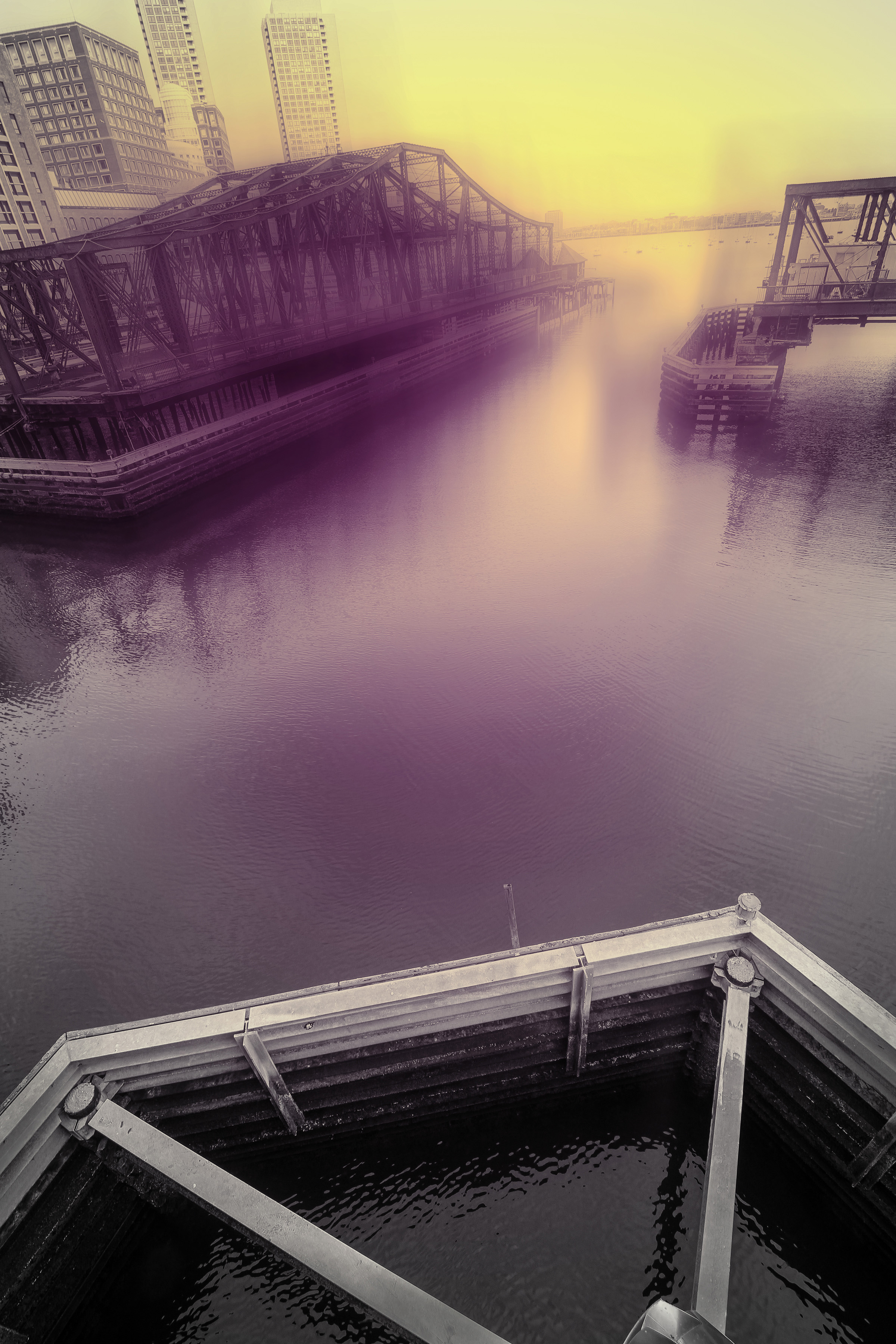 Bridge with Cobalt Violet and Cadmium Yellow 9:44 am , digital photograph on plexiglass, 24" x 16", $900