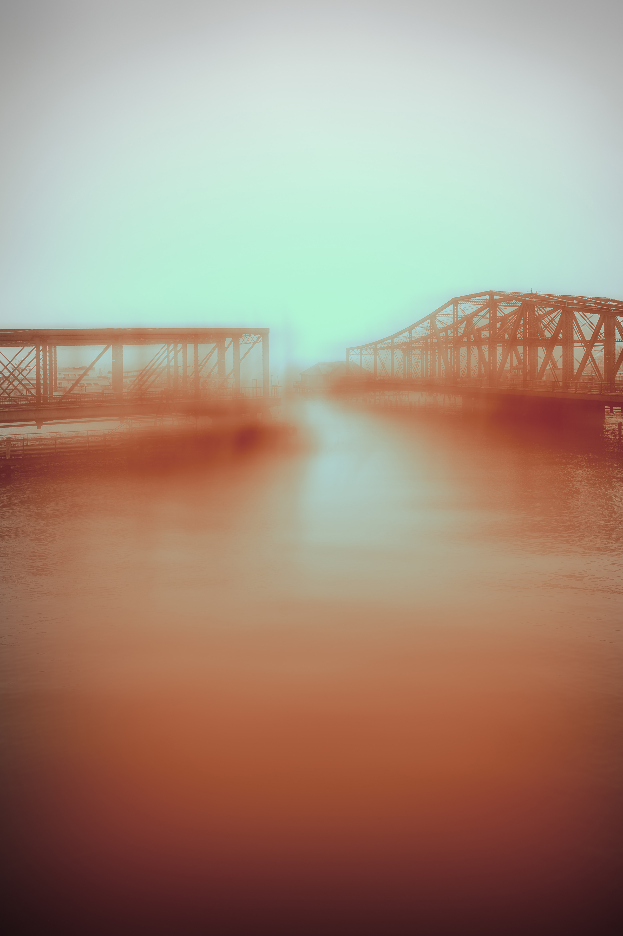 Bridge with Raw Sienna 8:32 am , digital photograph on plexiglass, 24" x 16", $900