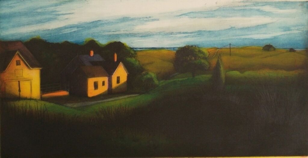 Ryder House, Truro (After Hopper) , multi-plate color etching, 18 1/2" x 25" framed, $550, available unframed, $450