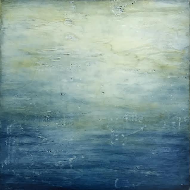   Linda Cordner , Seascape , encaustic and oil on panel, 13" x 13" framed, $550 