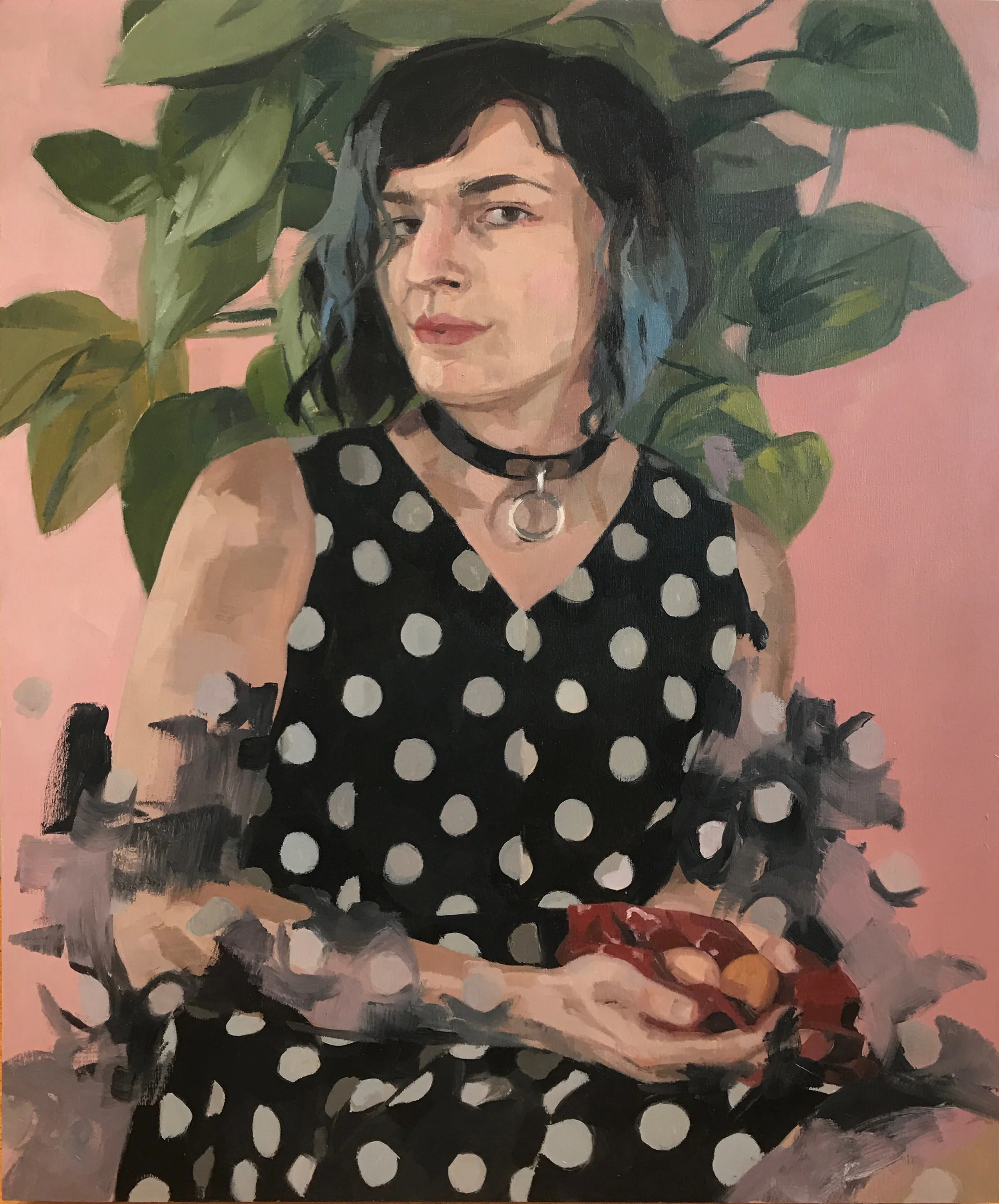 Catherine Graffam , Self-Portrait with Two Eggs and a Handkerchief , oil on panel