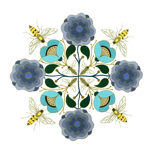 Mary O'Malley , Pollinator Mandala #1 , gouache and ink on paper
