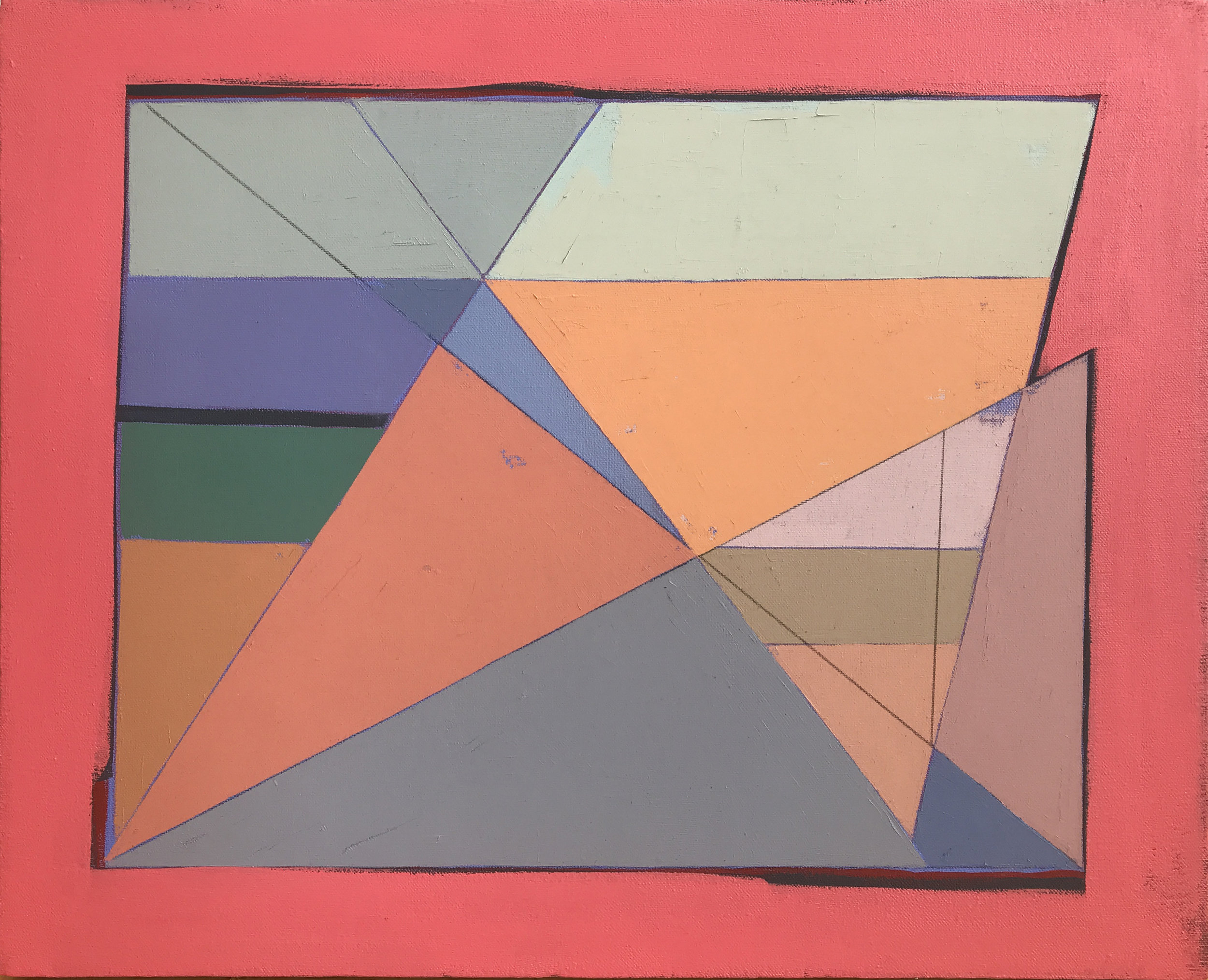 Palette Scrap Color Study , oil, acrylic, colored pencil on canvas, 16” x 20”, $450