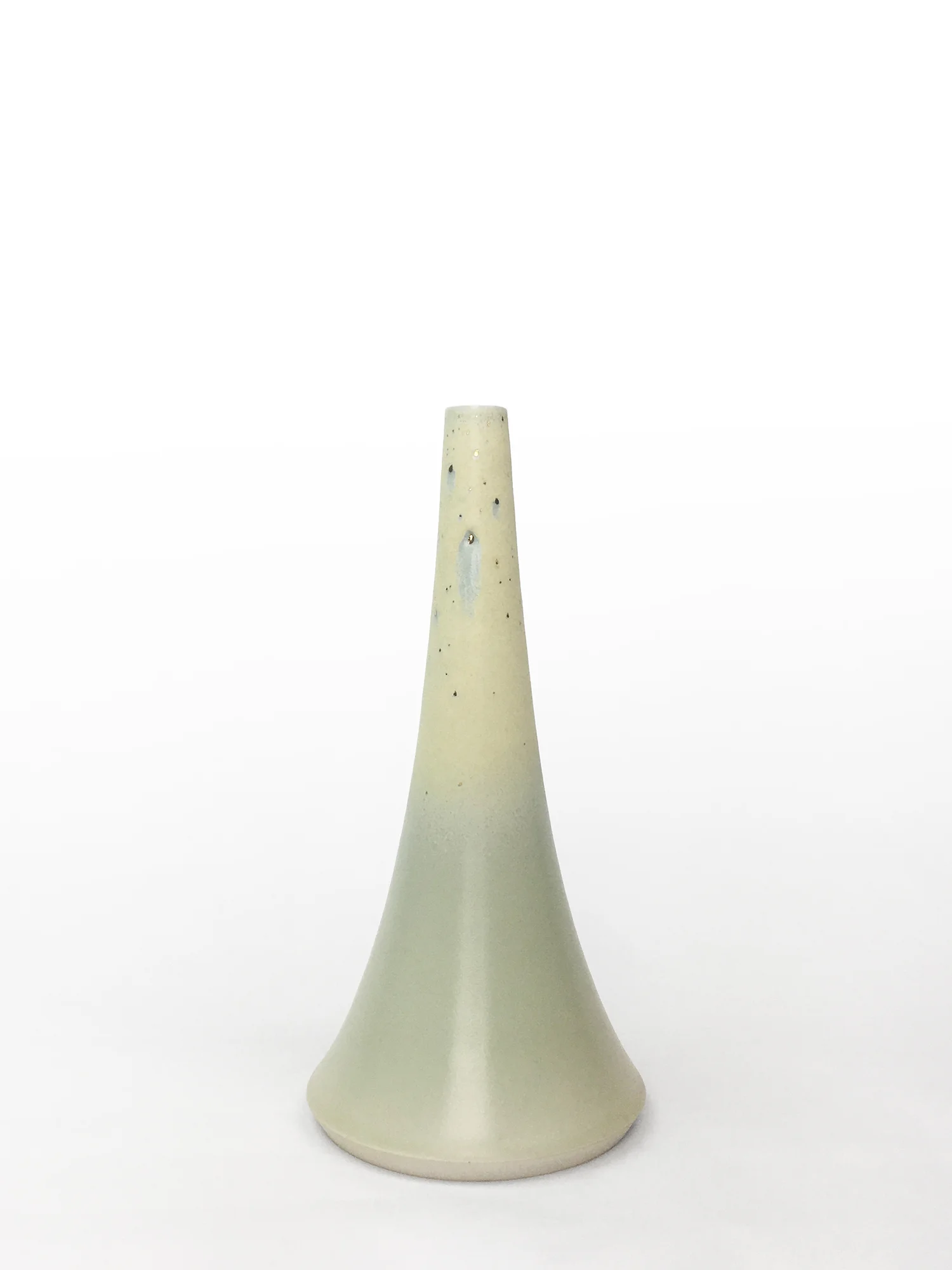 Large volcano vase, hand-thrown porcelain with matte celadon glaze, 10” x 4 3/4”, $250