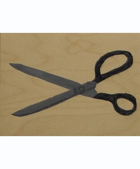Scissors , acrylic and china marker on wood panel, 6" x 8", $100