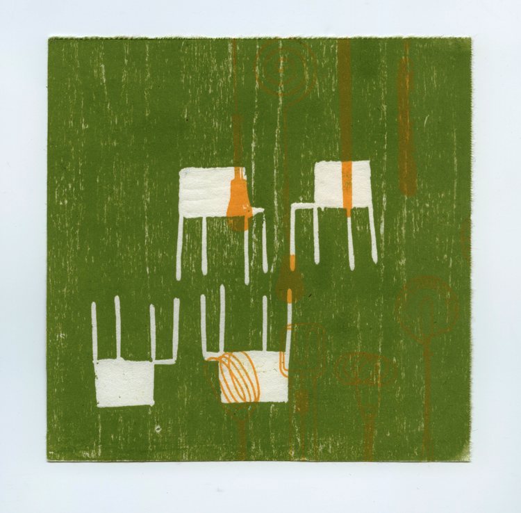 Edges and Squares #14 , woodblock and paper lithography monoprint, 6" x 6", $225
