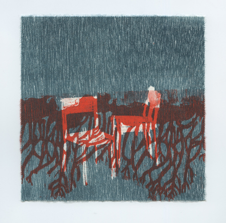 Edges and Squares #1, woodblock and paper lithography monoprint, 15¼" x 15¼" framed, $400