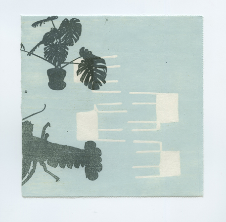 Edges and Squares #11 , woodblock and paper lithography monotype, 15 1/4" x 15 1/4", $400