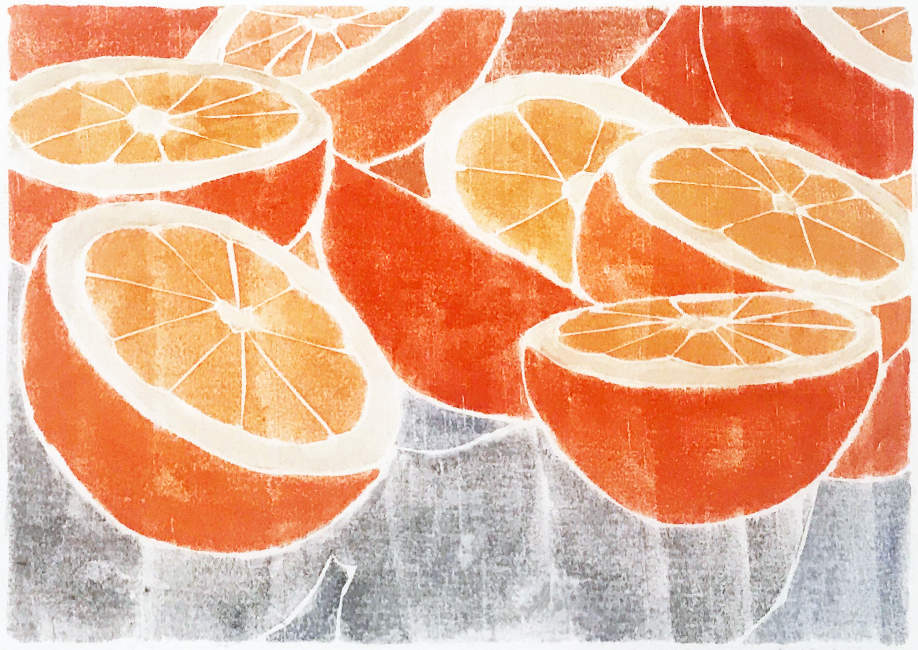 Fresh Juice, white line woodcut monoprint, 11¼" x 13" matted, $95