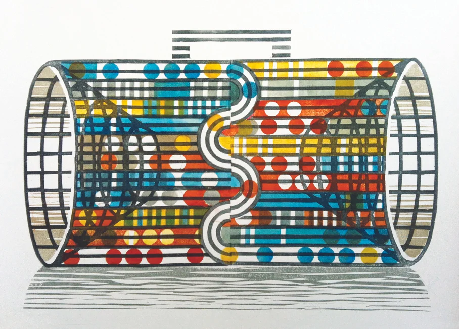 Portable Color Trap , linocut monoprint, 21 1/2" x 28 1/4" framed, $1,600