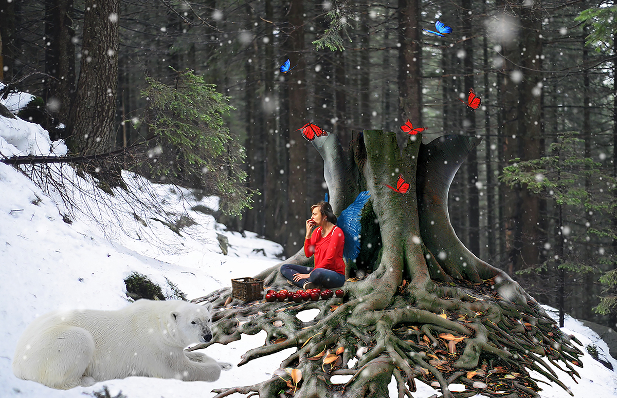 Legends Breathe: The Lady & the Bear , digital video still, 11" x 14" matted, $135
