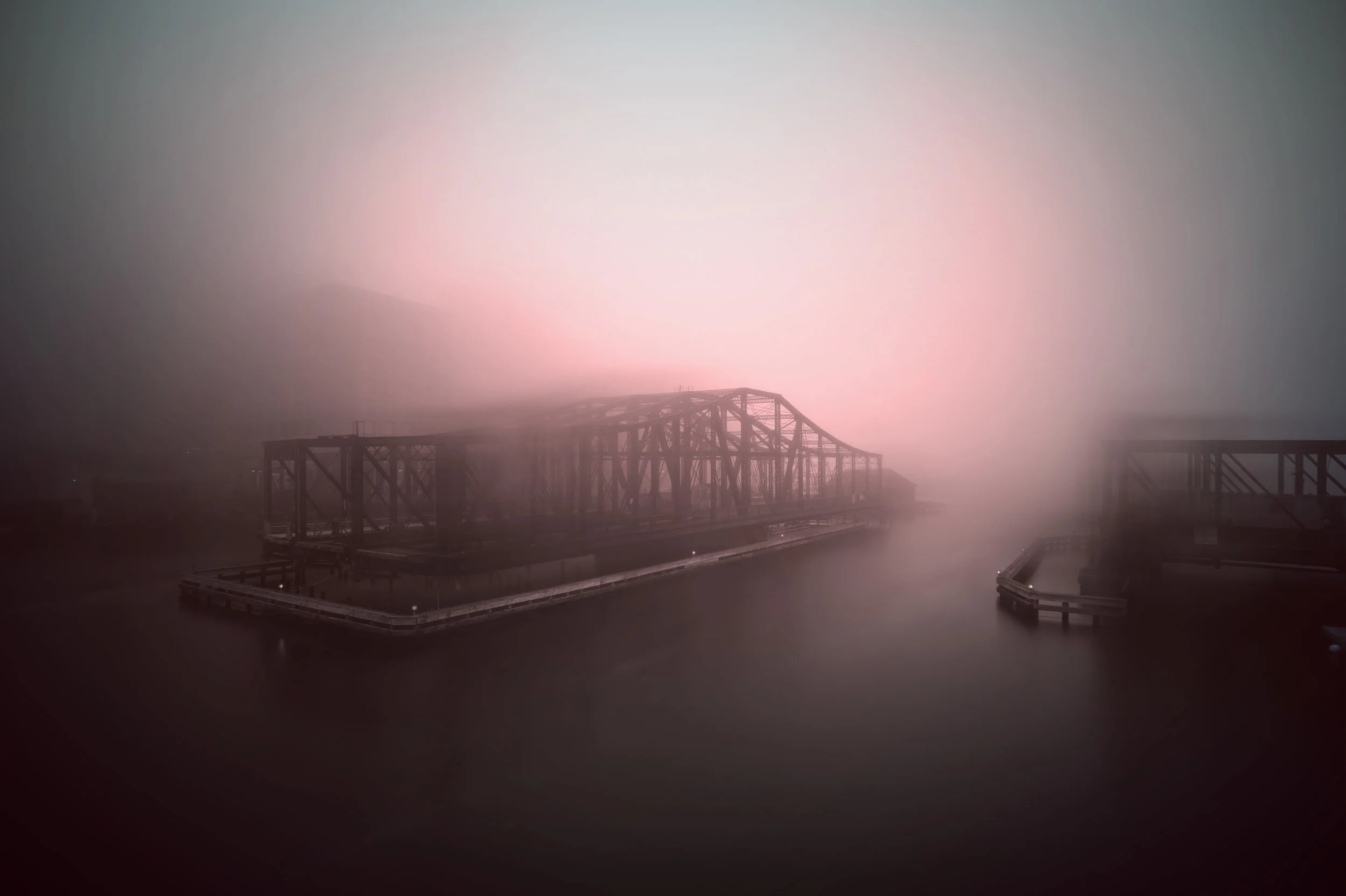 Bridge with Manganese Blue and Quinicridone Magenta 1:31pm , digital photograph, 13” x 19”, $225