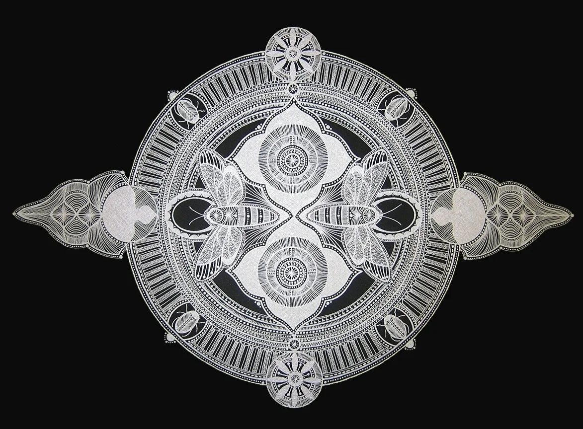 Mary O'Malley, Mandala #1 , metallic ink on paper