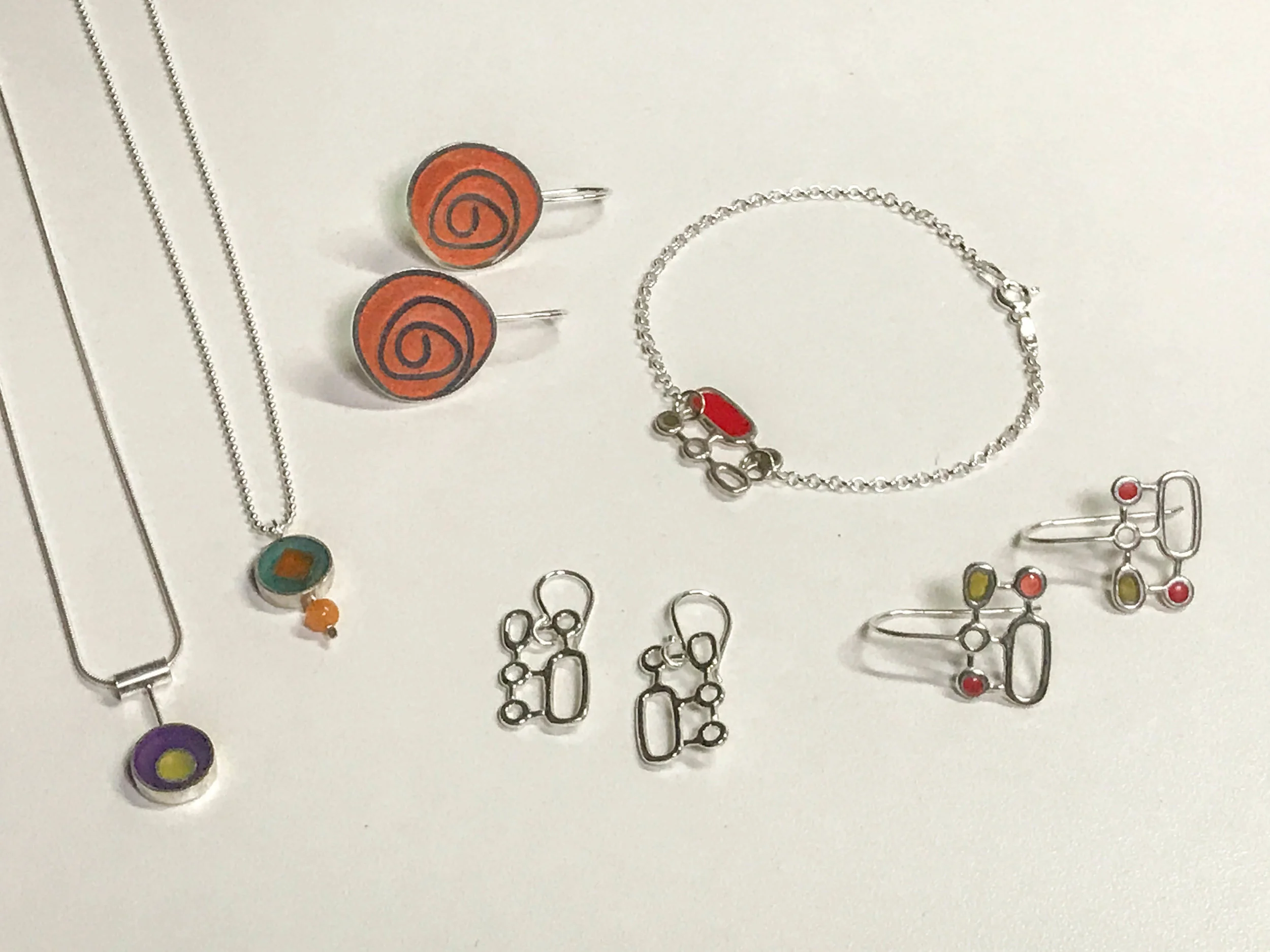 Sterling silver and resin jewelry