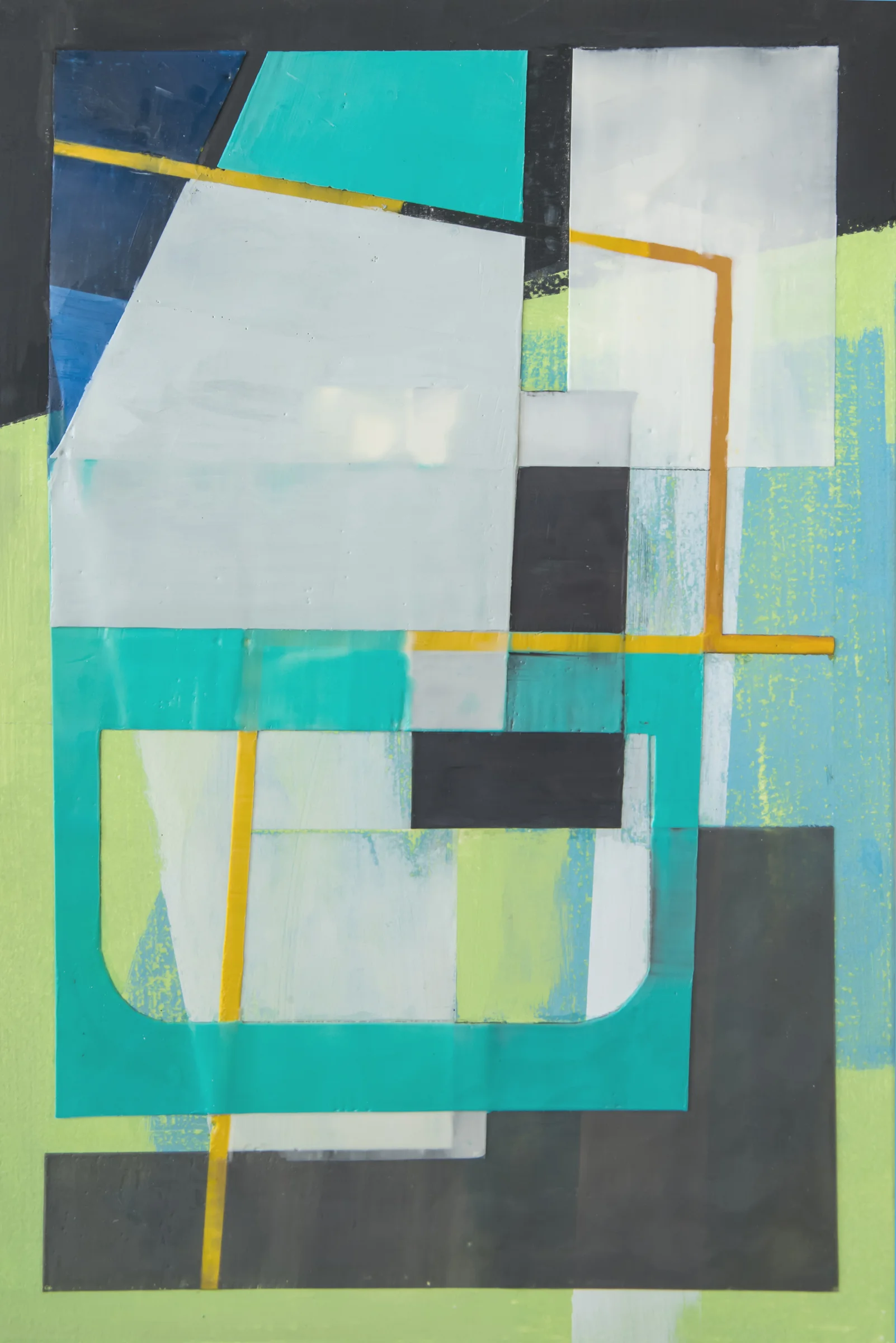 Outside In , encaustic and pigmented gesso on panel, 18” x 12”, $1,200