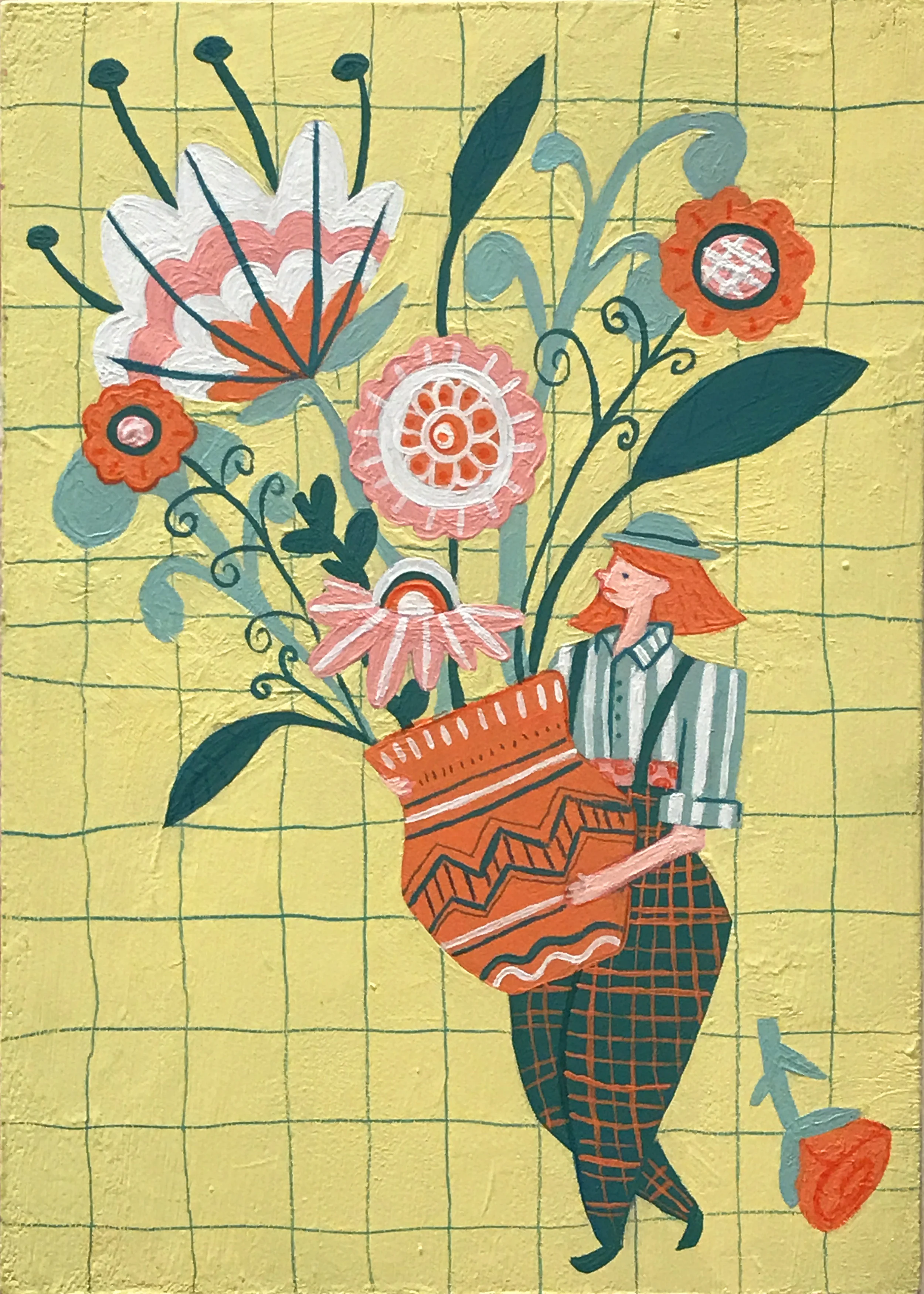 Plenty of Flowers , acryla gouache on panel, 7” x 5”, $275
