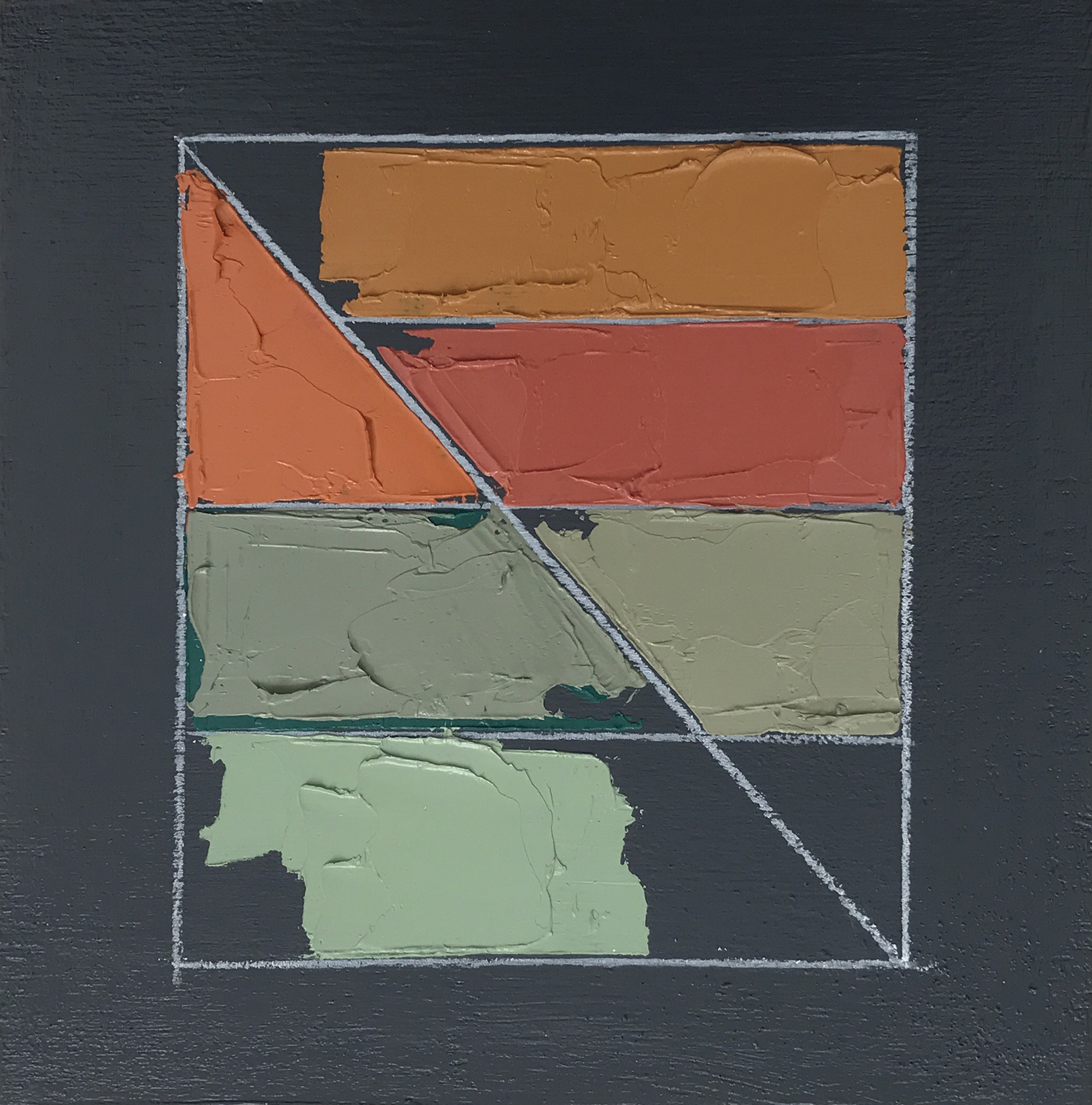 Color Study No. 2 , oil, acrylic, colored pencil on panel, 6” x 6”, $200