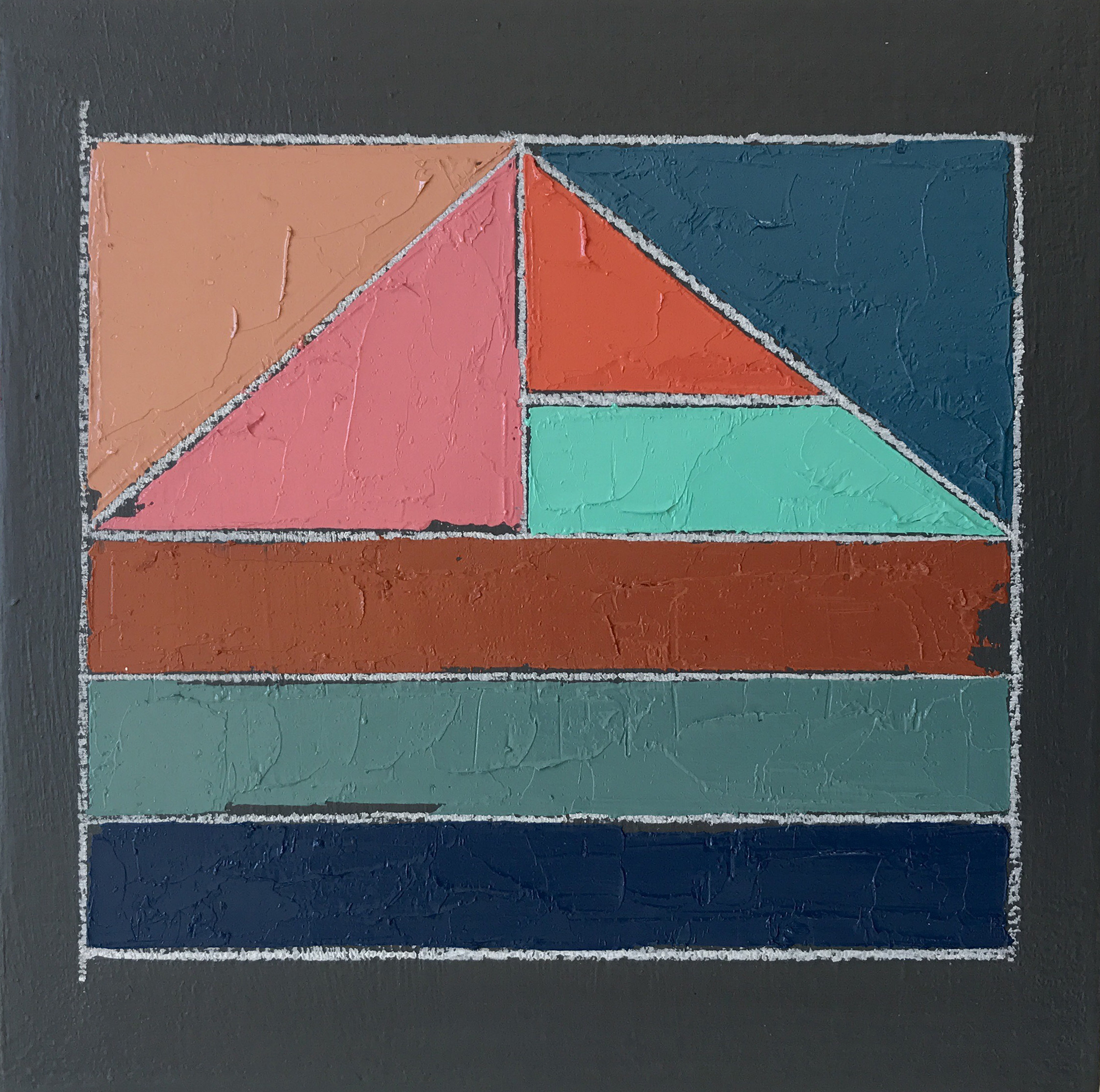 Color Study No. 5 , oil, acrylic, colored pencil on panel, 6” x 6”, $200