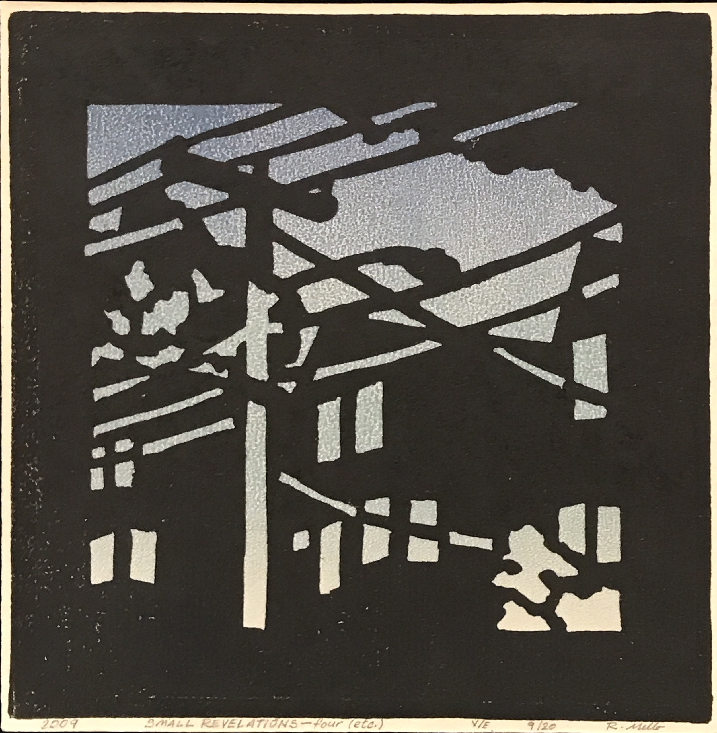 Small Revelations - four (etc.) (V/E 9/20) , relief print on rice paper, 7 1/2" x 7 1/2" x 2” framed, $125