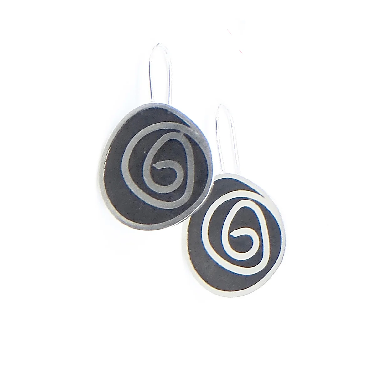 Swirl earrings, sterling silver with resin inlay, $90