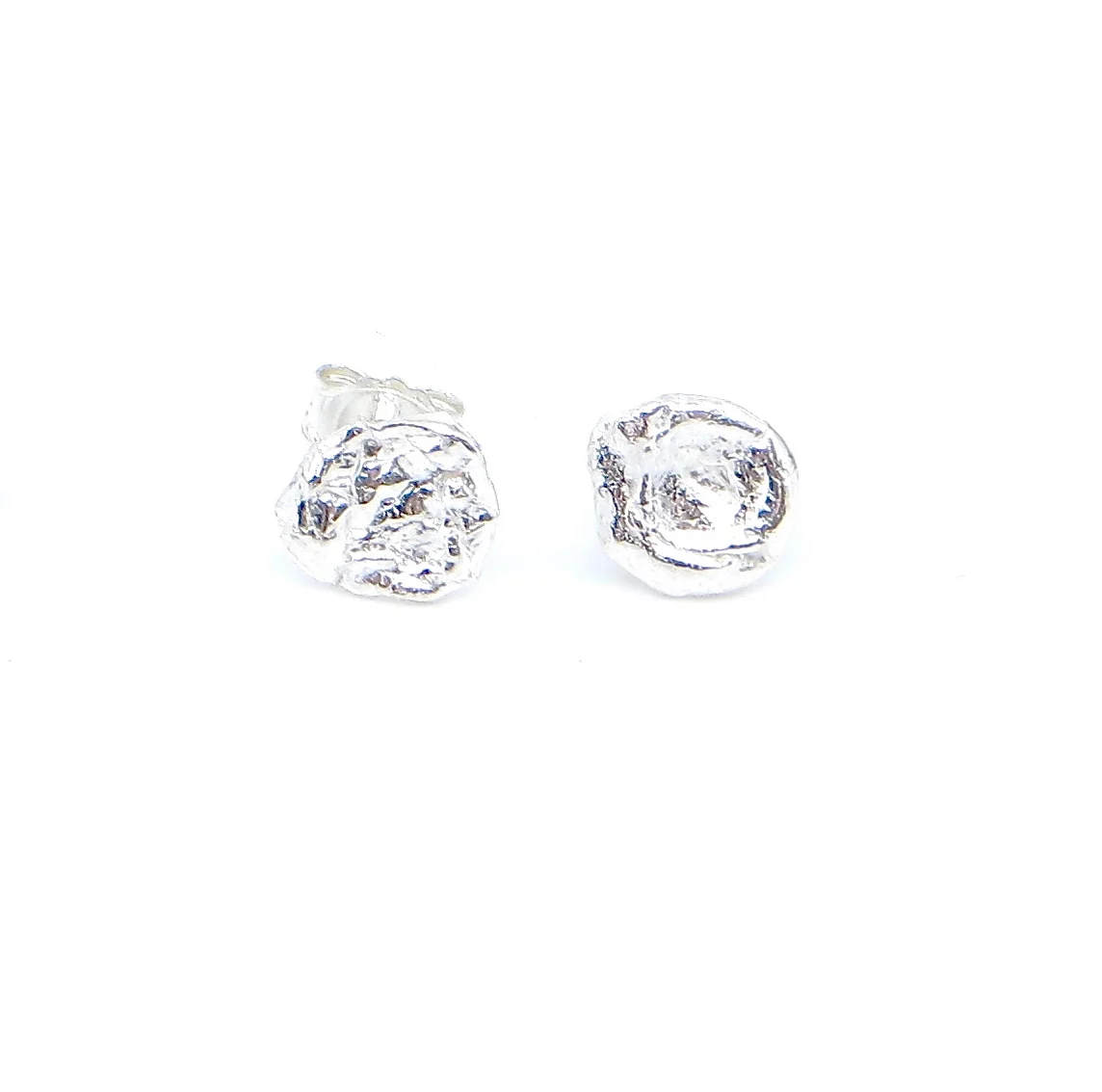 Stud earrings, water cast sterling silver, $80