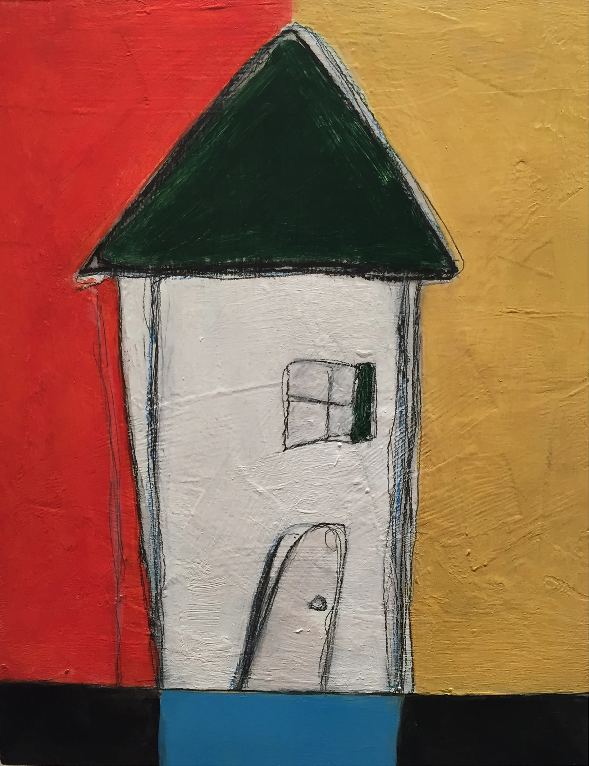 Vicinity #3 , oil, acrylic, pencil, pastel, crayon, tar, shellac on wood, 10" x 8", $425