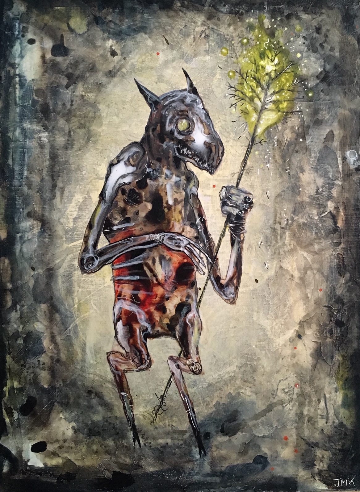 A Light to animate all things. , acrylic, ink, pencil on wood, 8" x 6", $325