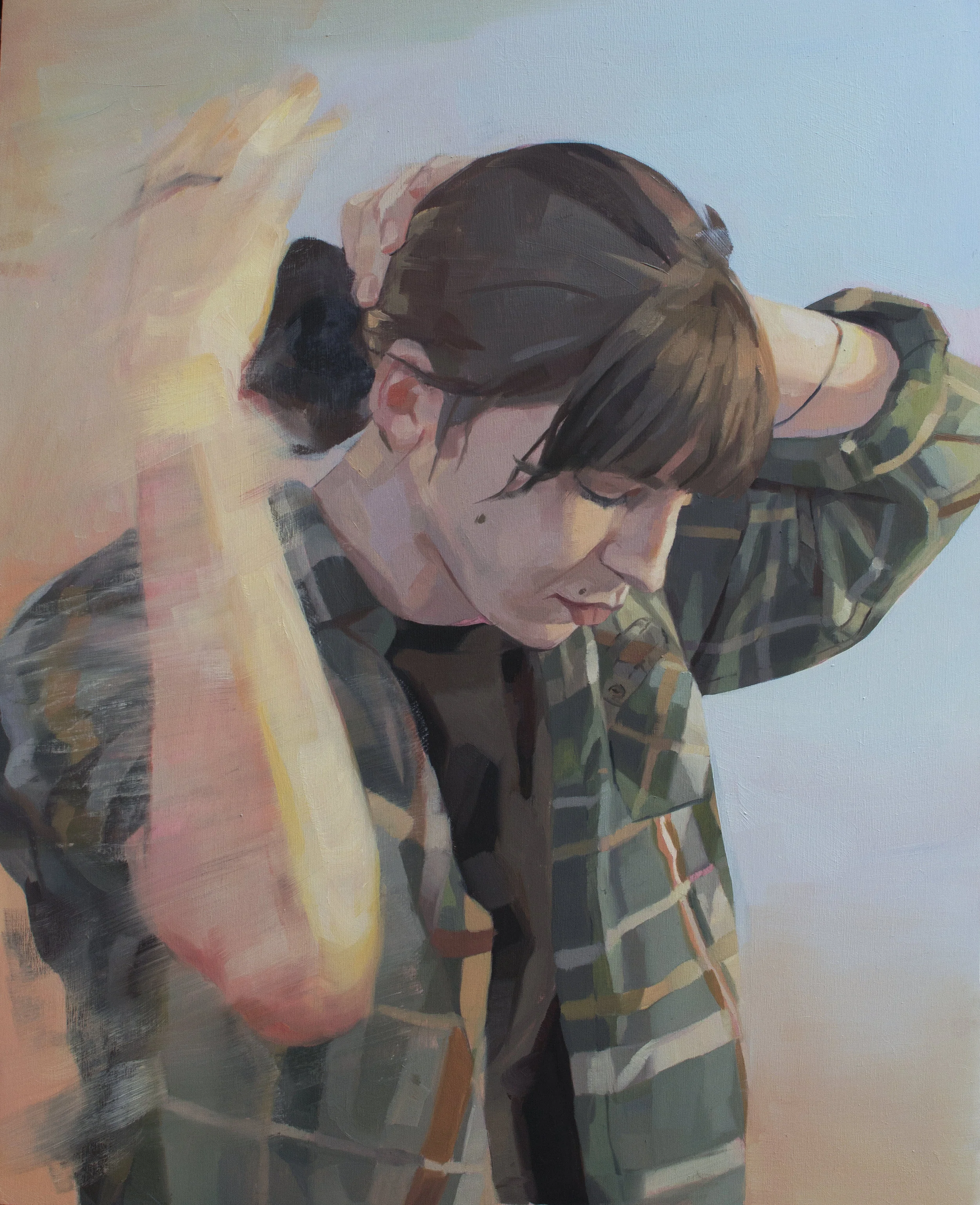 the things i do when nobody's looking , oil on wood, 20” x 16”