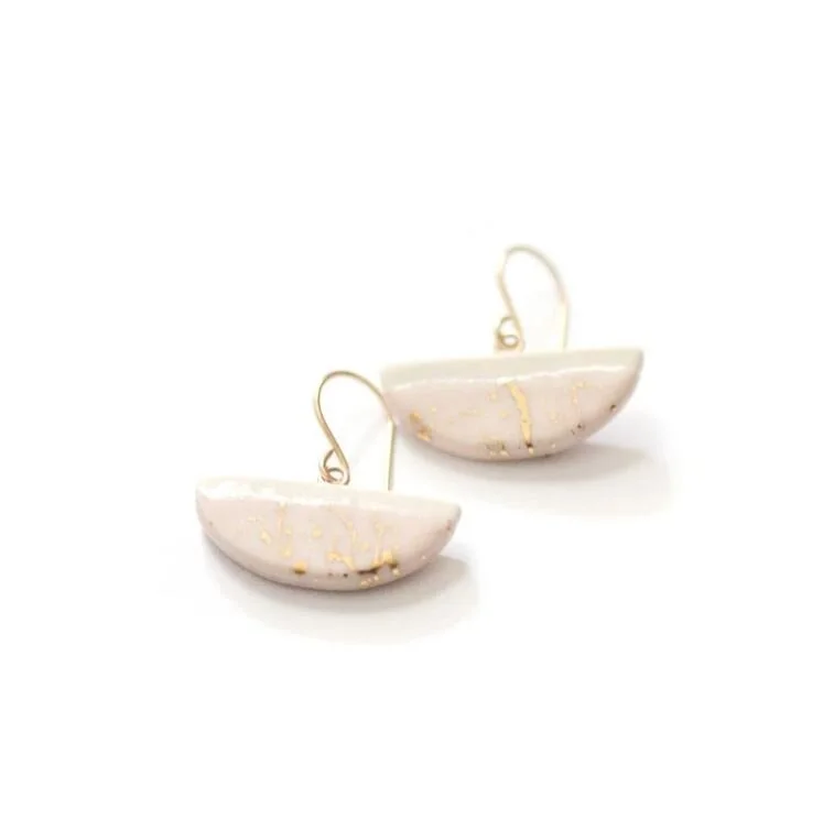 Porcelain and Stone - Crescent Earrings in Blush