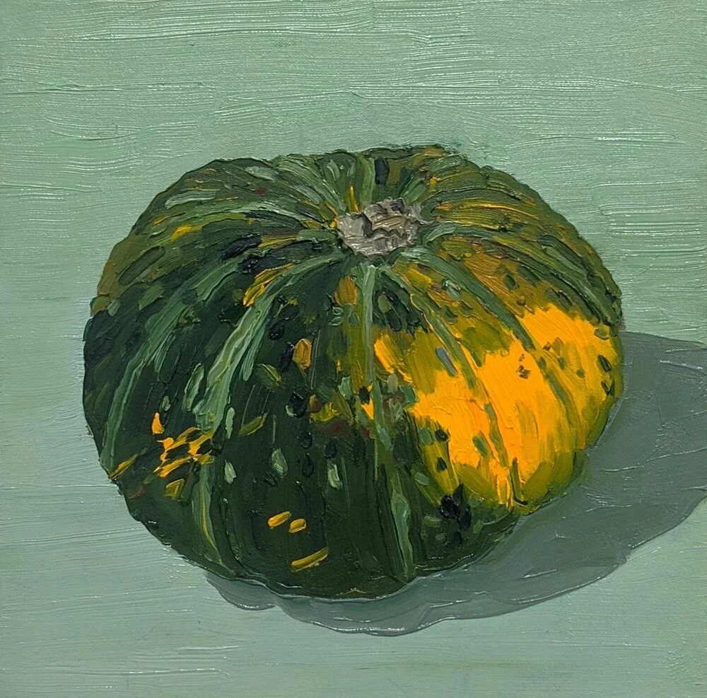   Sunset/A Pumpkin , oil on canvas, 12" x 12", $550 