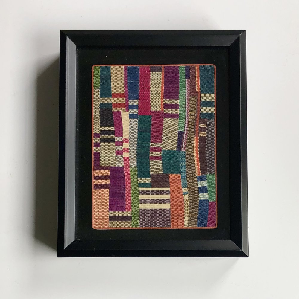   Movement No. 3 in Orange , collaged Ugandan handwoven raffia, 11" x 9" framed, $275 