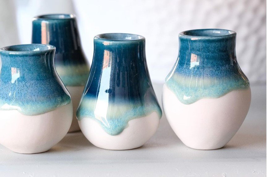  Glazed porcelain bud vases 