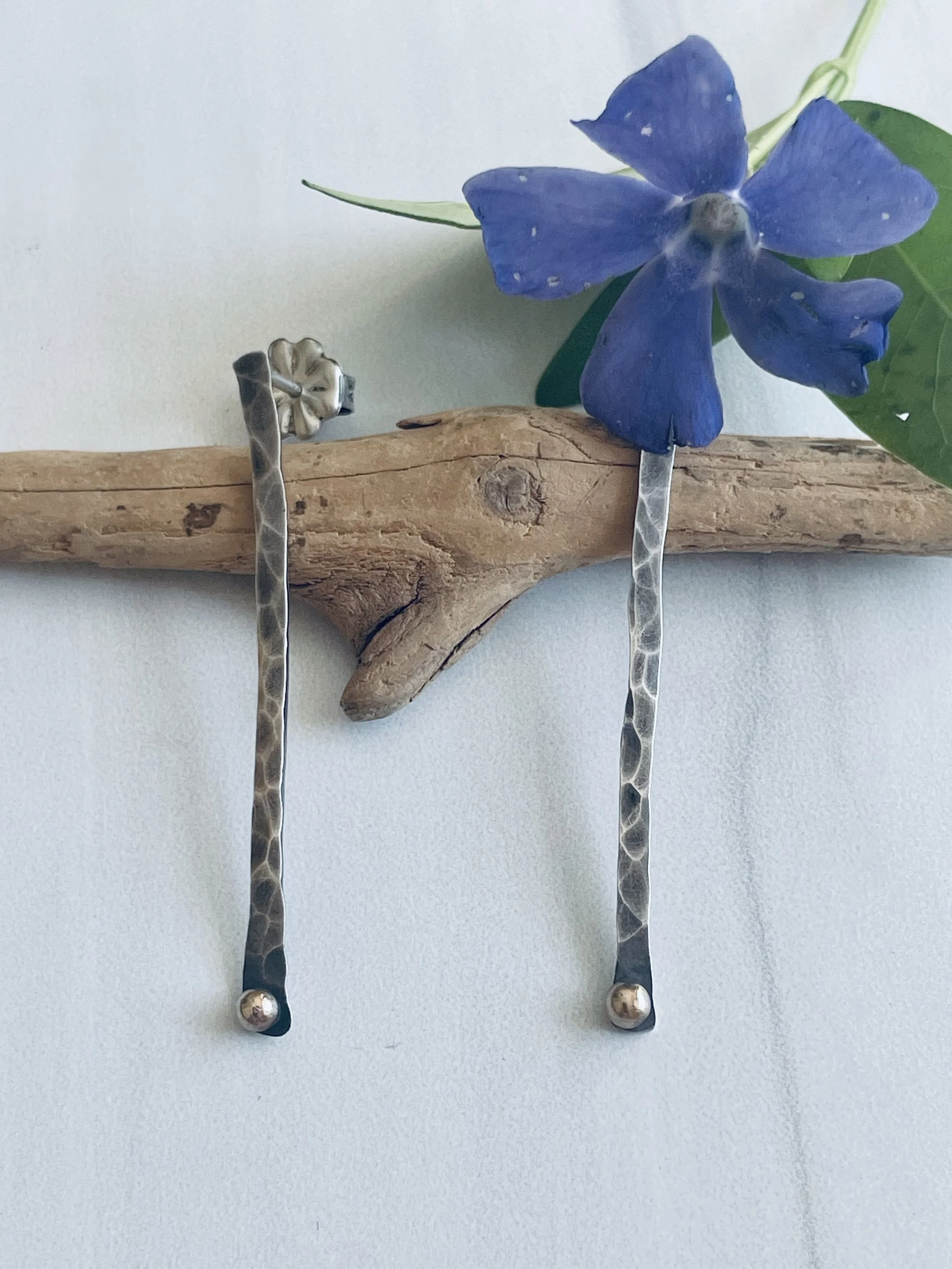 Lisa Gent - Tiny Hammered Twig Earrings