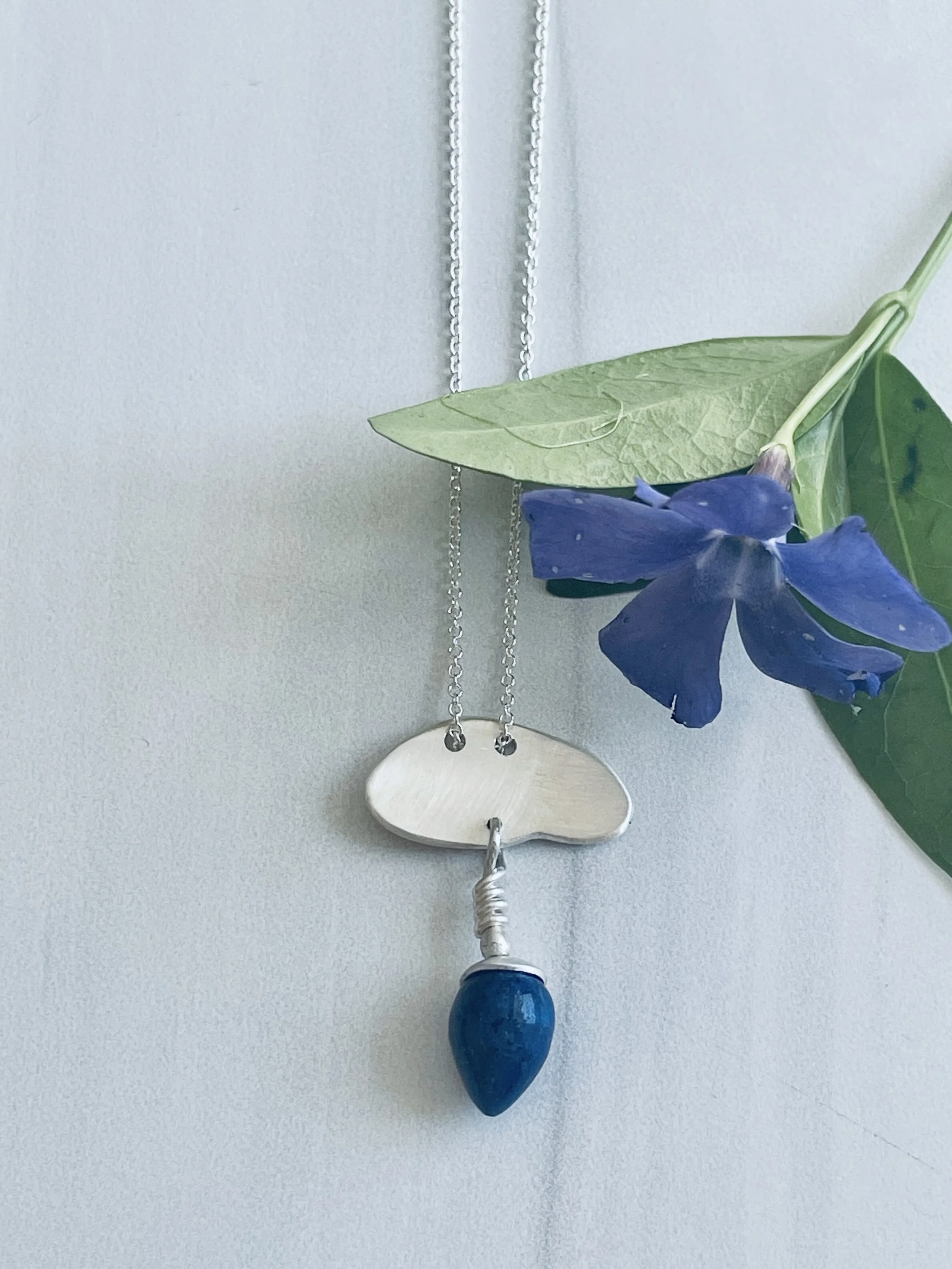 Lisa Gent - Fine Silver Cloud Necklace with Lapis Drop