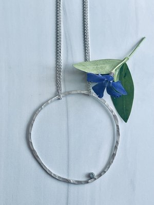 Lisa Gent - Large Hammered Irregular Circle with Topaz Lisa Gent - Large Hammered Irregular Circle with Topaz
