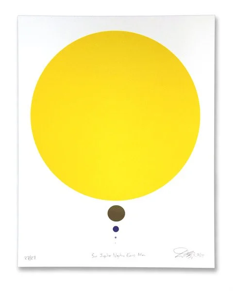 Sun Jupiter Neptune Earth Moon , letterpress on paper, edition of 27, 15 1/4" x 12 1/4" framed, $350, available unframed, $250
