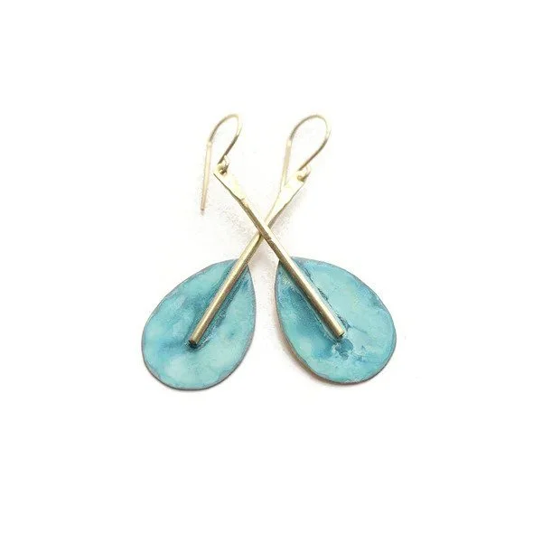 Porcelain and Stone - Patina Oar Dangle Earrings