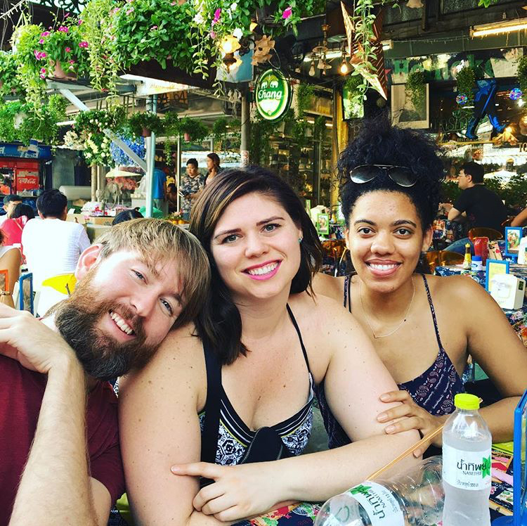Lunch at the Chatachuk Market in Bangkok [ L to R: Brent, Natalie, Nikki }