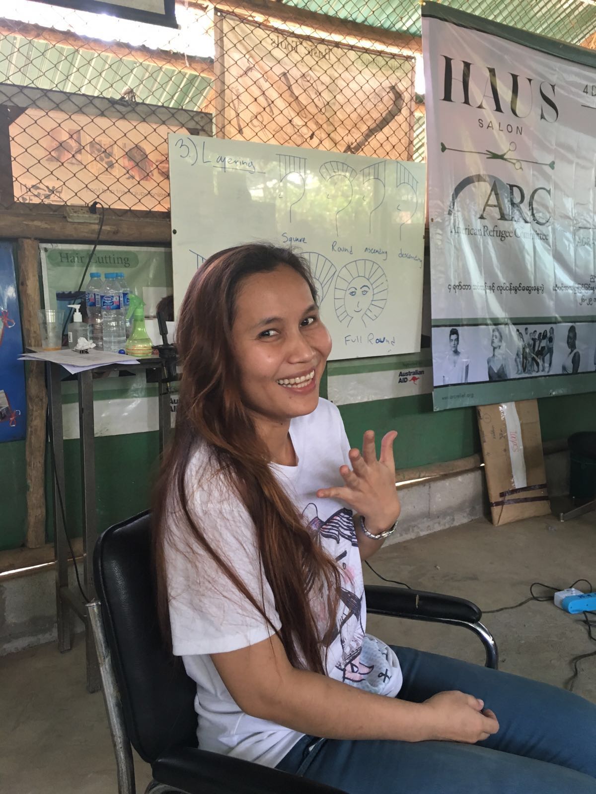 Phadkaew's hair before it was cut.
